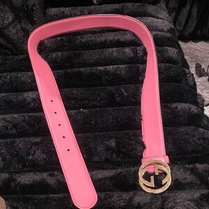 Gucci Pink Belt with Gold Buckle